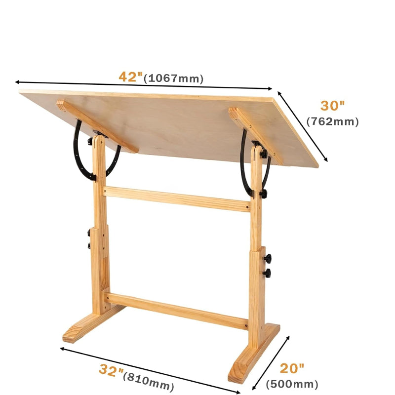Natural Adjustable Wooden Art Drafting Table