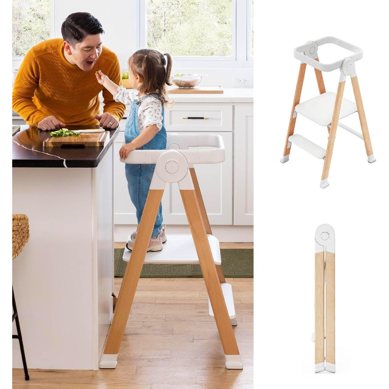 White Foldable Adjustable Kitchen Helper Tower