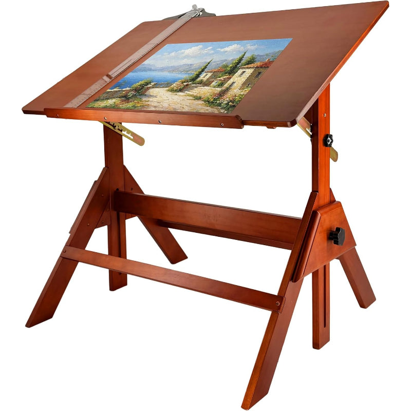 Walnut Adjustable Solid Wood Drafting Table