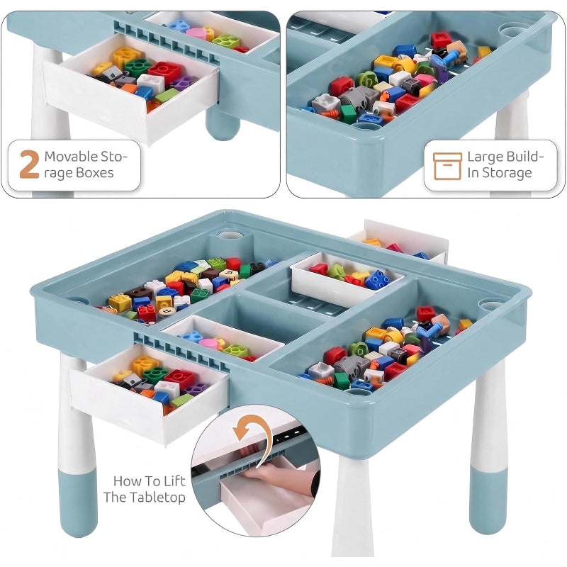 4‑in‑1 Kids Building Block Play Table Set