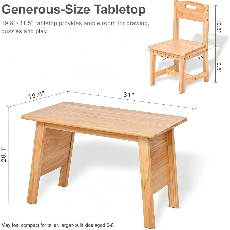 Solid Wood Kids Table & Chair Set