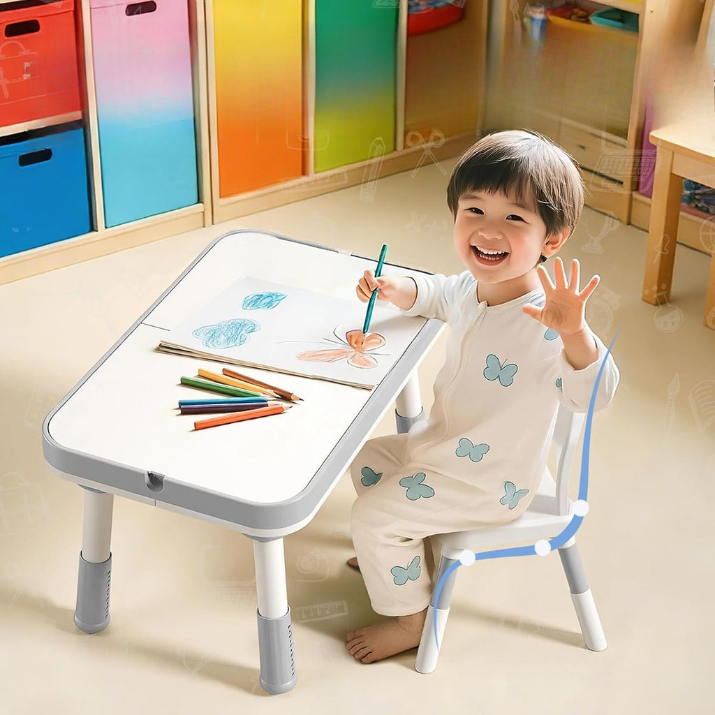 Light Gray 5‑in‑1 Adjustable Kids Table Set