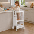 White Adjustable Wooden Toddler Kitchen Tower