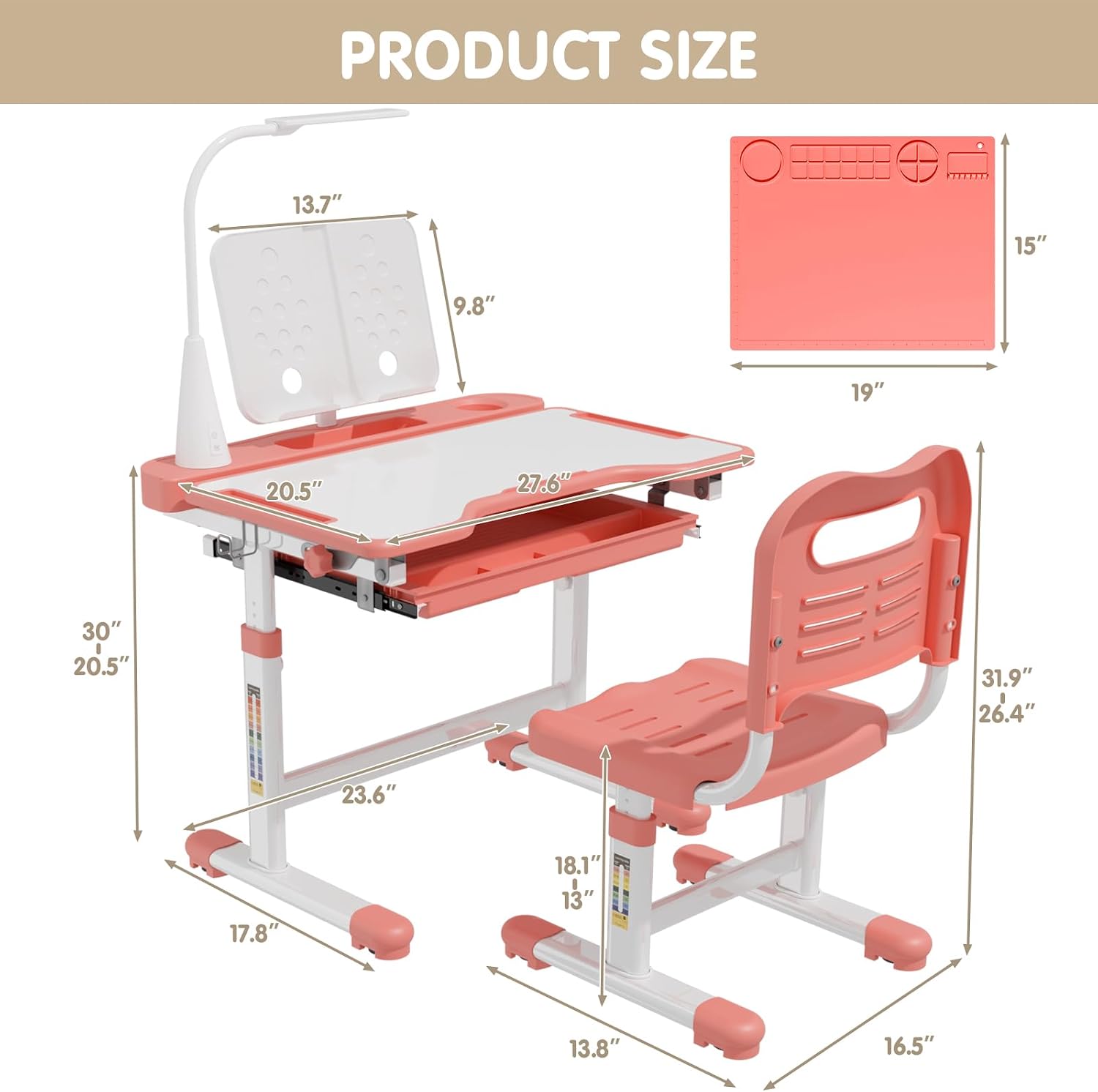 Adjustable Kids Desk Chair Set