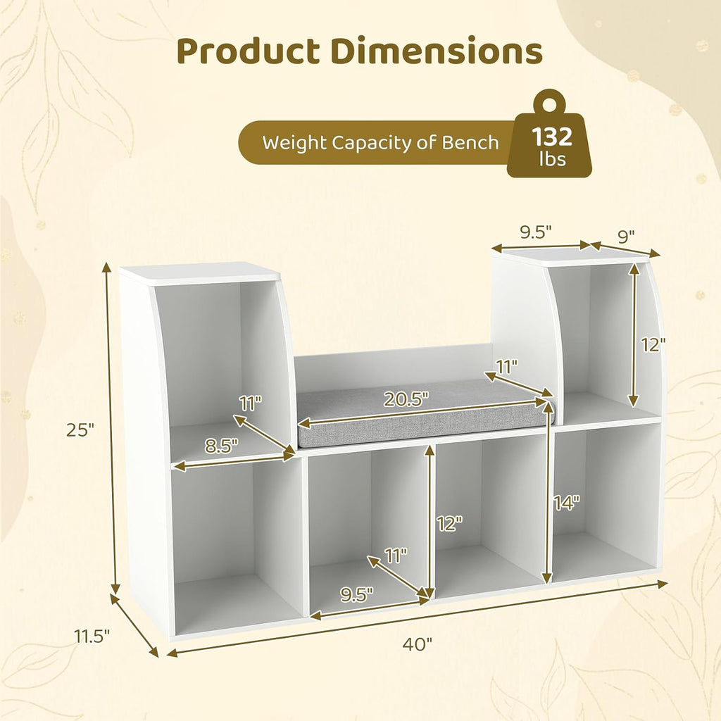 Kids Reading Nook Bookshelf Storage Organizer