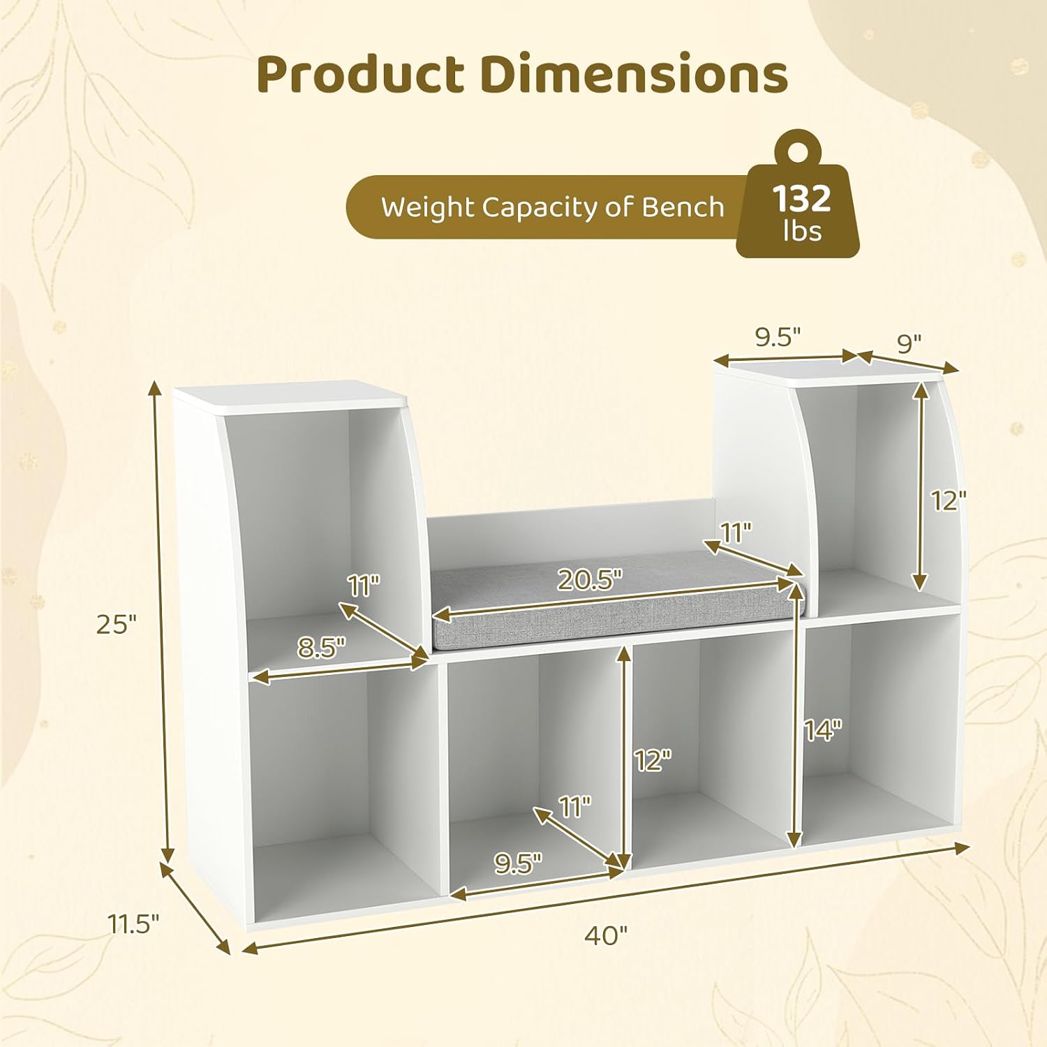 Kids Reading Nook Bookshelf Storage Organizer