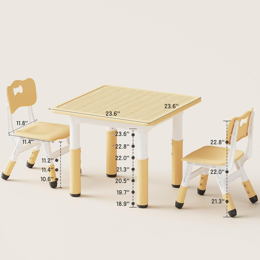 Beige Adjustable Toddler Table Chair Set
