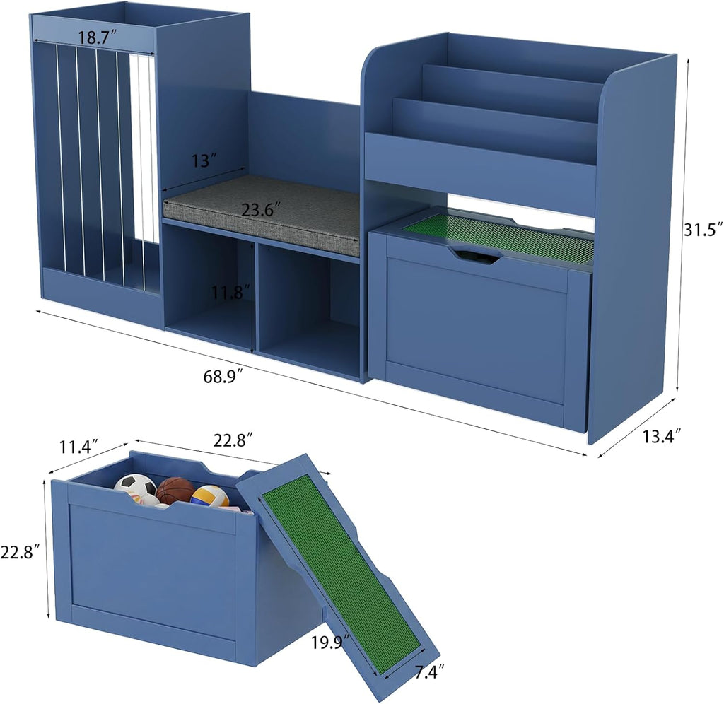 Wooden Kids Bookshelf Toy Storage Organizer