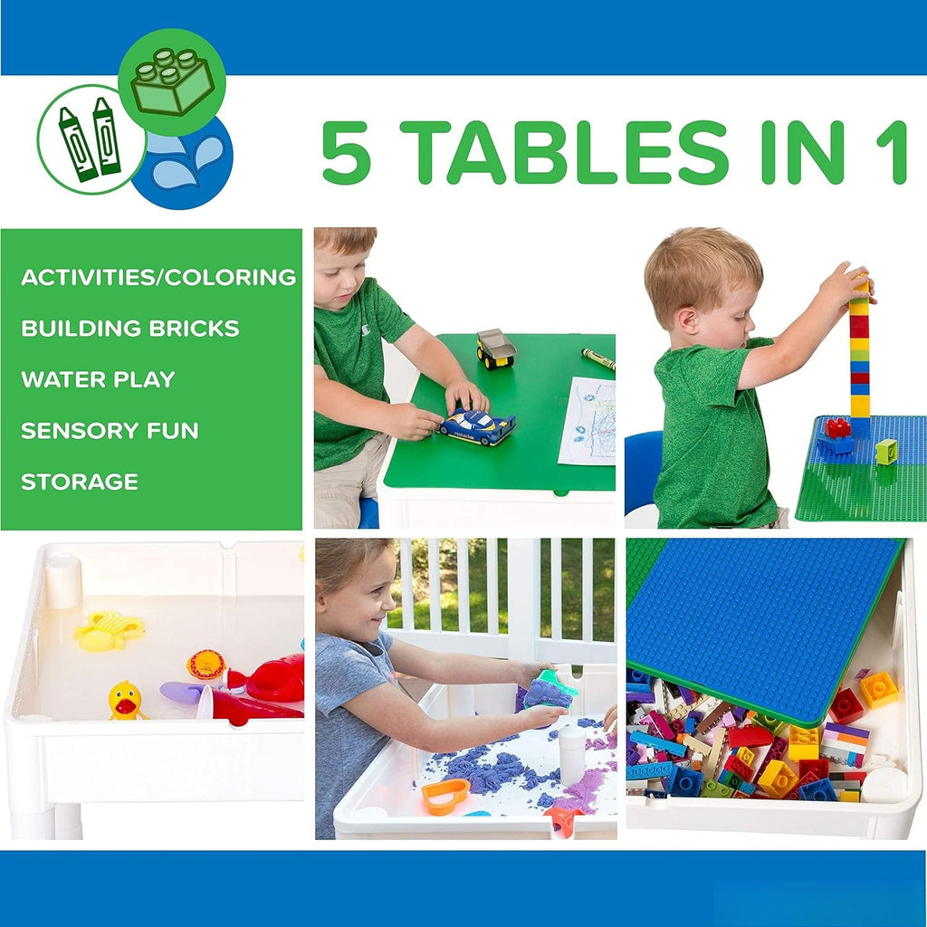 Blue‑Green 5‑in‑1 Kids Activity Table Set
