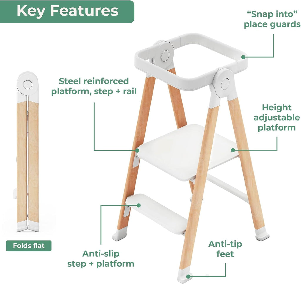 White Foldable Adjustable Kitchen Helper Tower