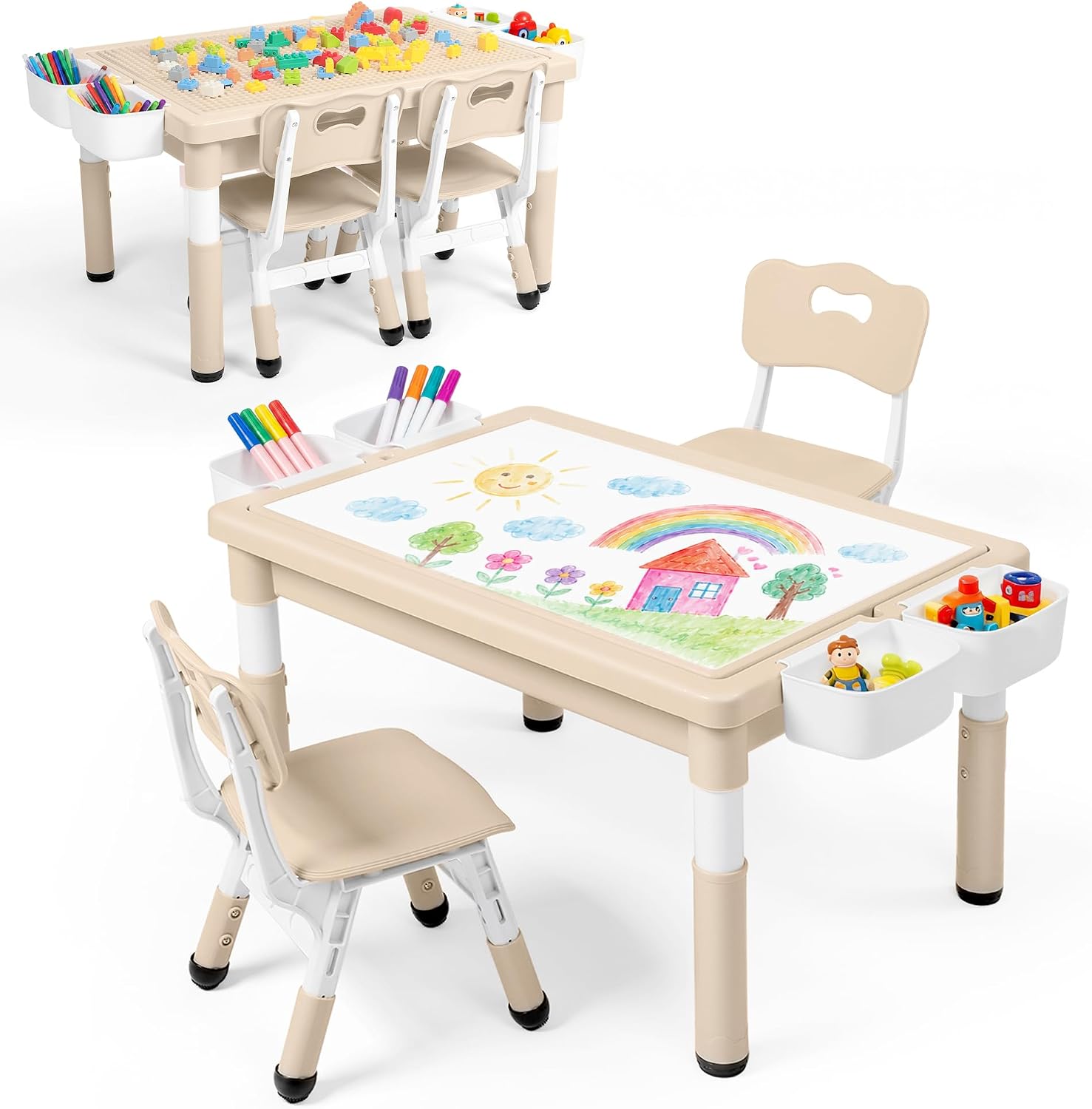 Khaki Adjustable Kids Table Chair Set