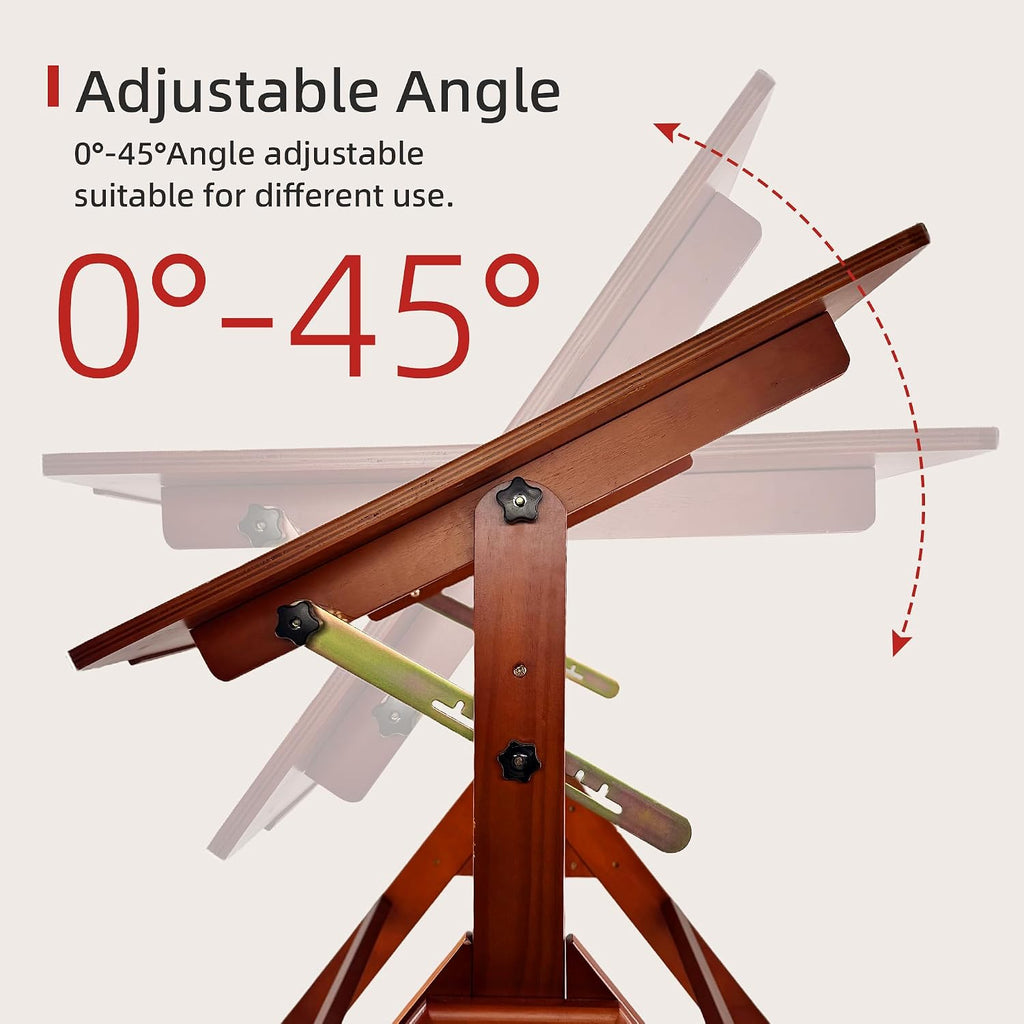 Walnut Adjustable Solid Wood Drafting Table