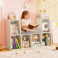 White Kids Reading Nook Storage Bookcase Bench