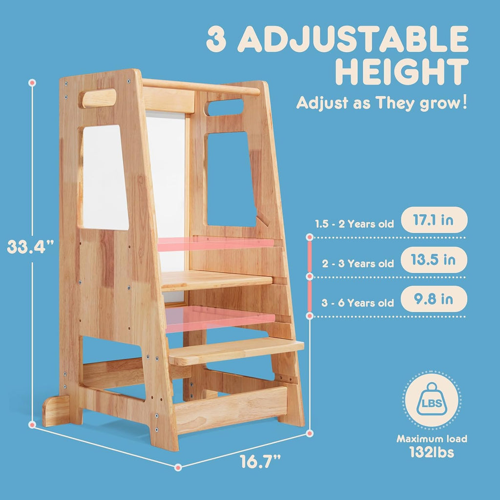 Natural Toddler Learning Tower with Chalkboard