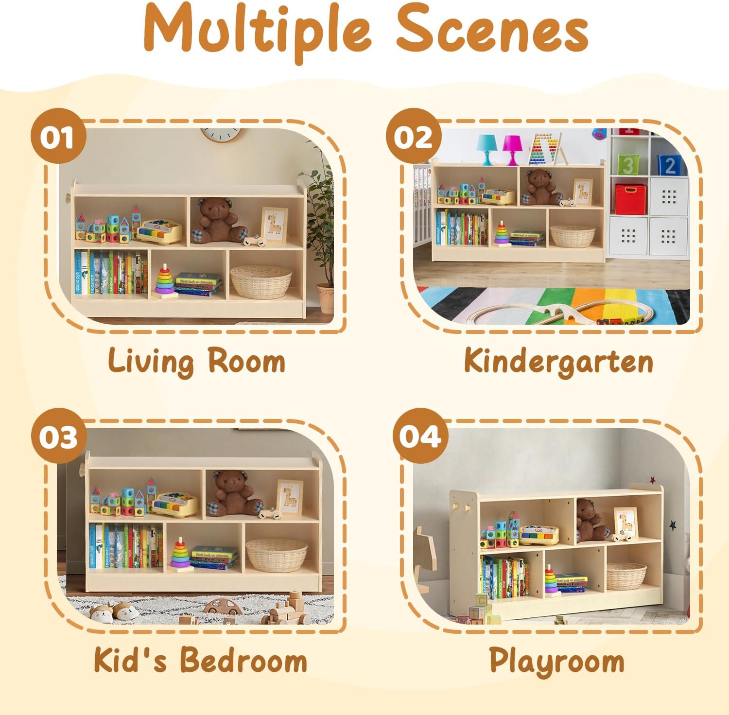 Montessori Wooden Kids Toy Storage Shelf
