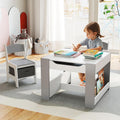 Gray 4‑in‑1 Wooden Kids Table Chair Set