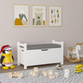 White Cushioned Toy Storage Bench