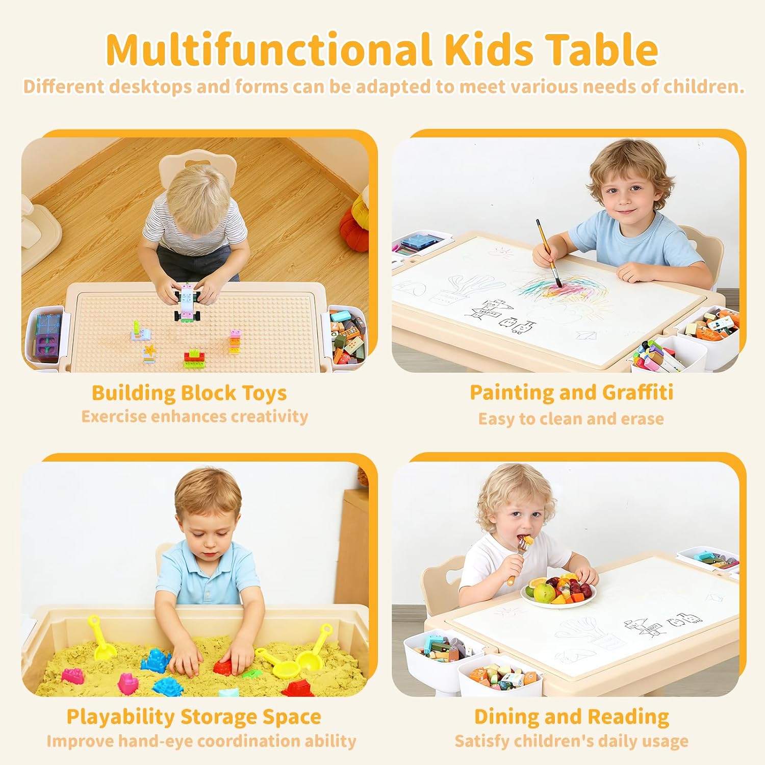 4‑in‑1 Multi‑Functional Kids Table Chair Set