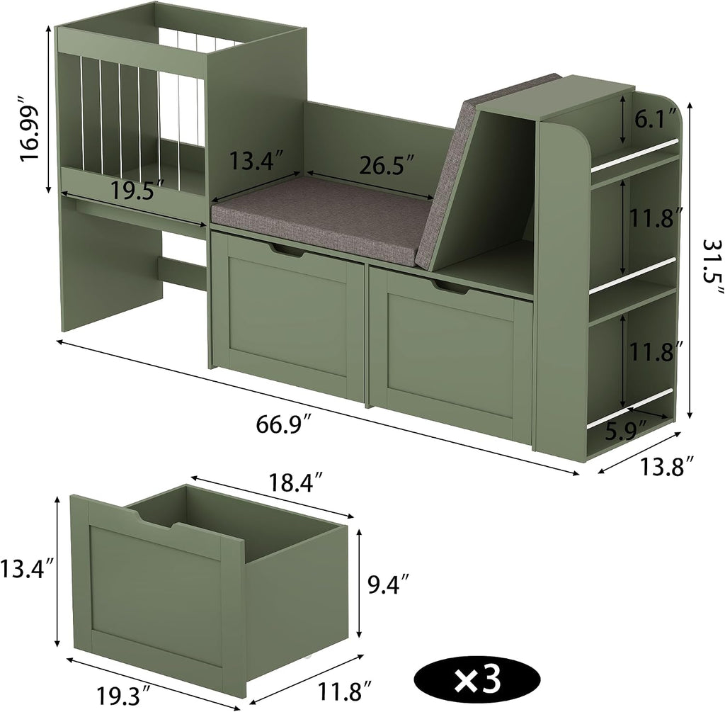 Kids Reading Nook Toy Storage Organizer