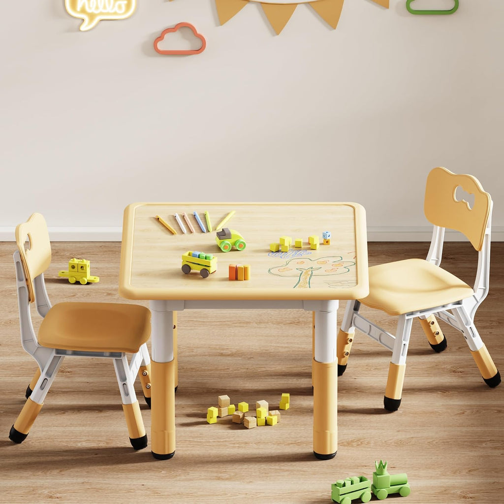 Beige Adjustable Toddler Table Chair Set