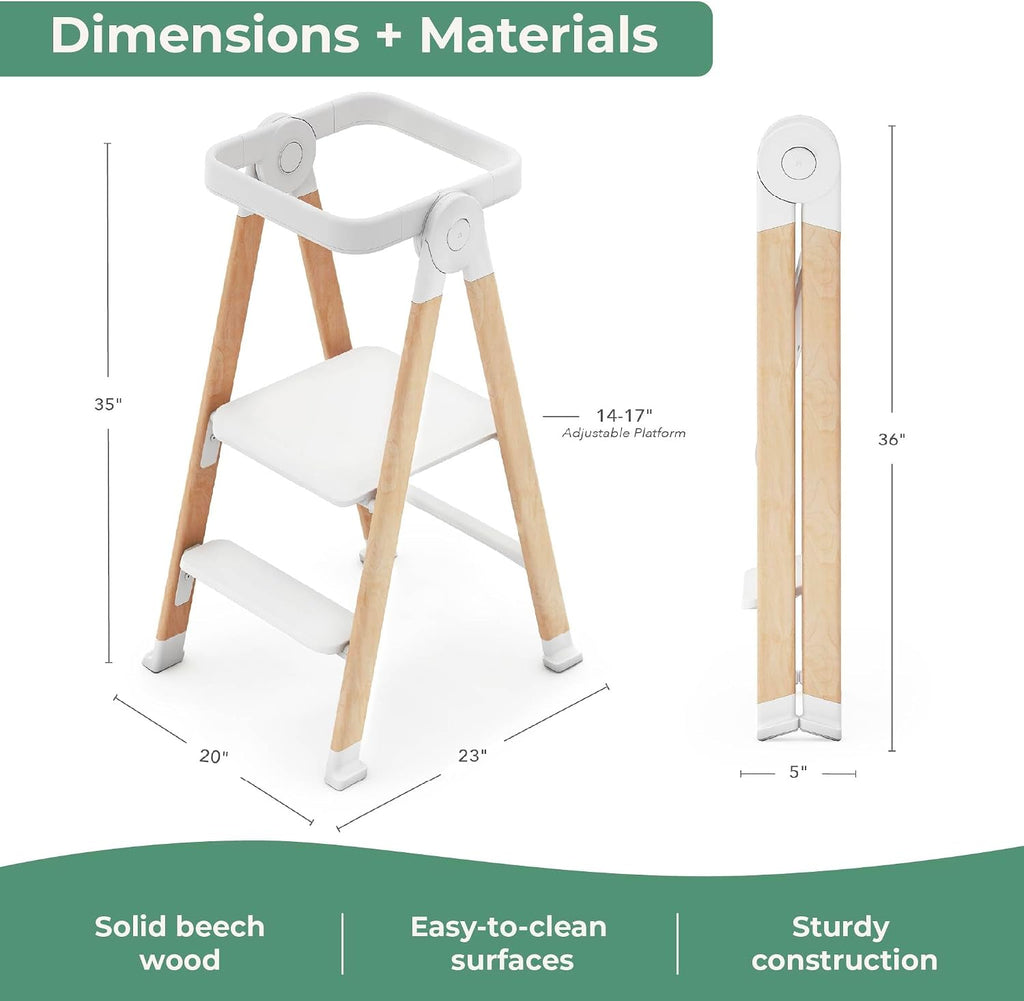 White Foldable Adjustable Kitchen Helper Tower