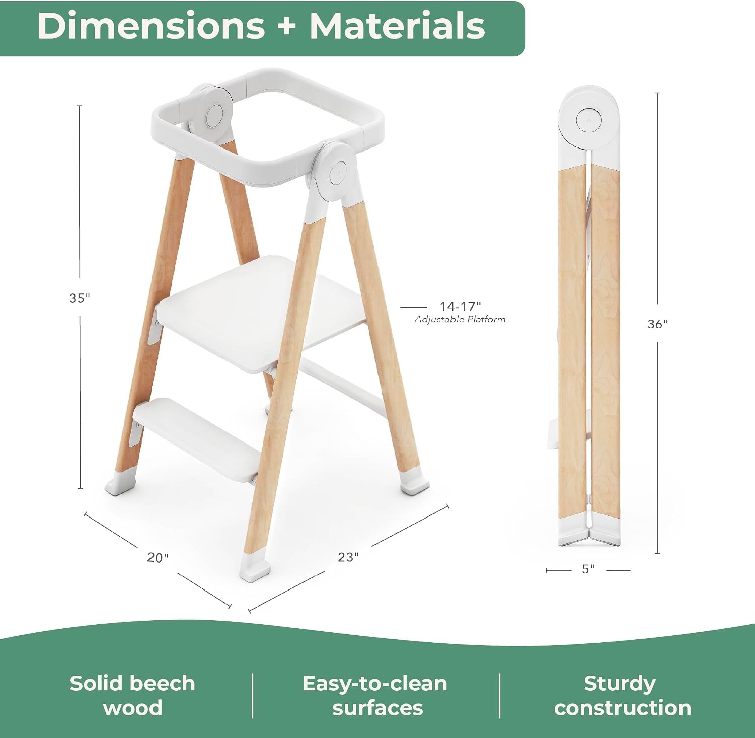 White Foldable Adjustable Kitchen Helper Tower