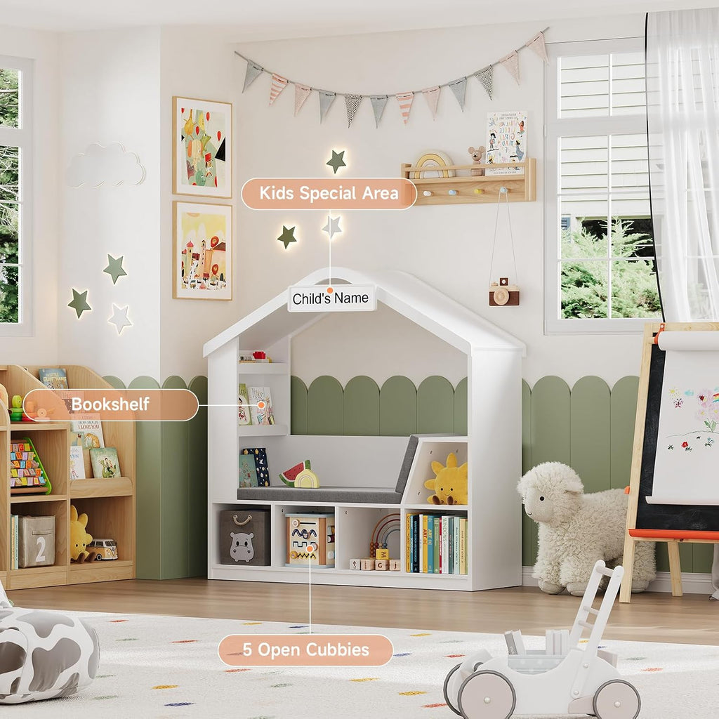 Kids Reading Nook Bookshelf Storage Organizer