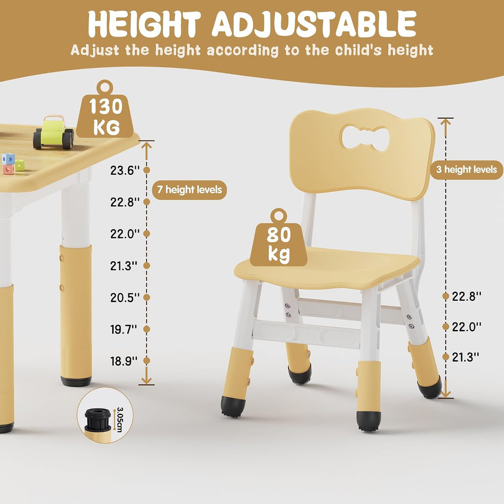 Beige Adjustable Toddler Table Chair Set