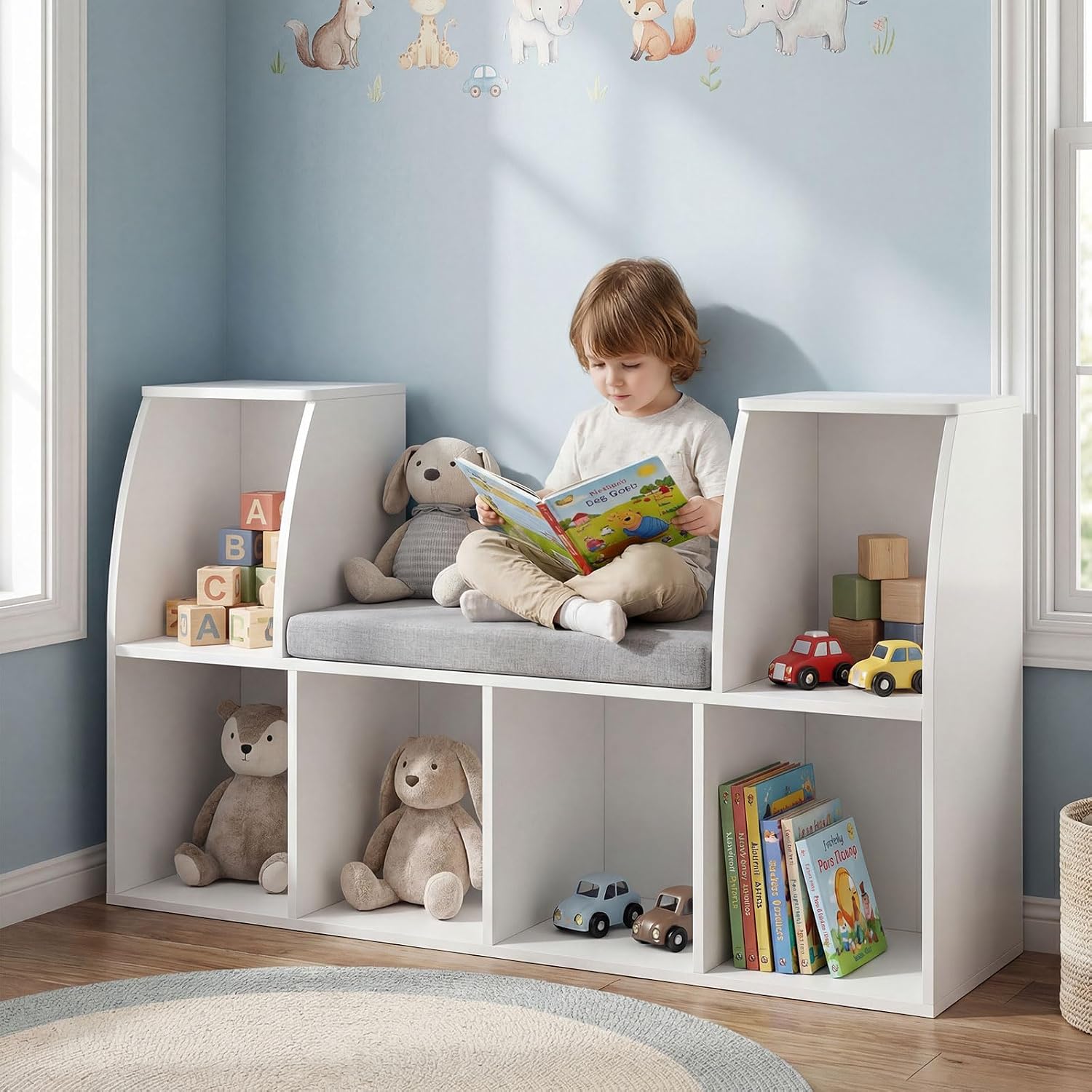 Kids Reading Nook Bookshelf Storage Organizer