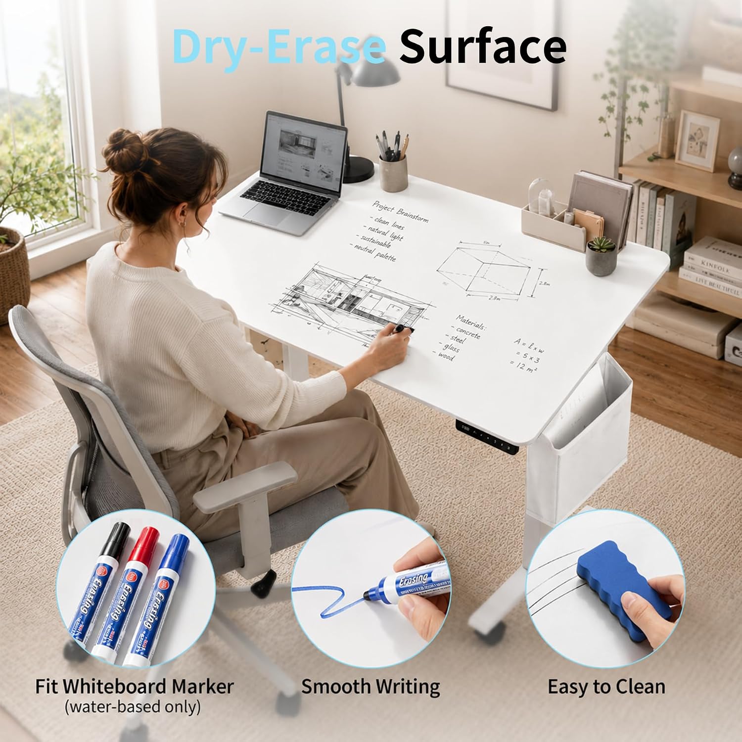 3‑in‑1 Tilt Whiteboard Drafting Desk