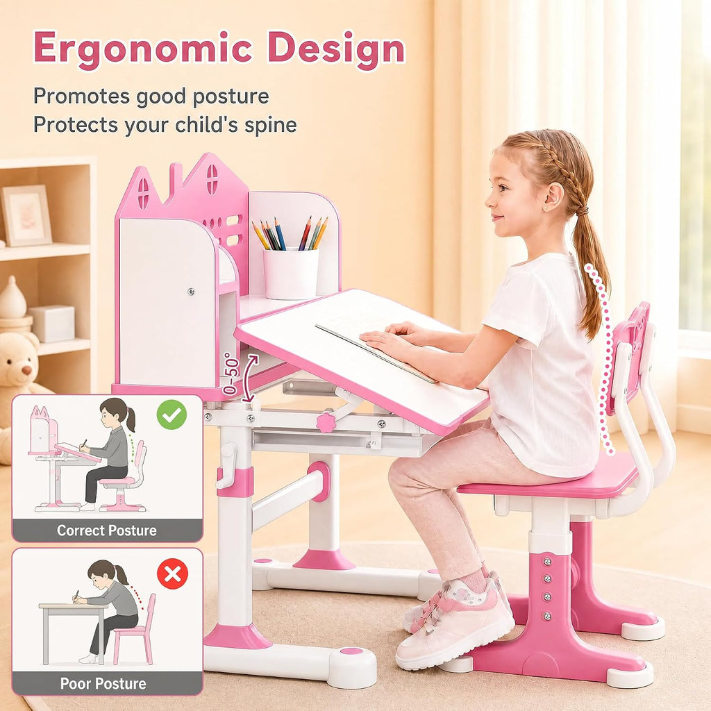 Adjustable Kids Desk Chair Set