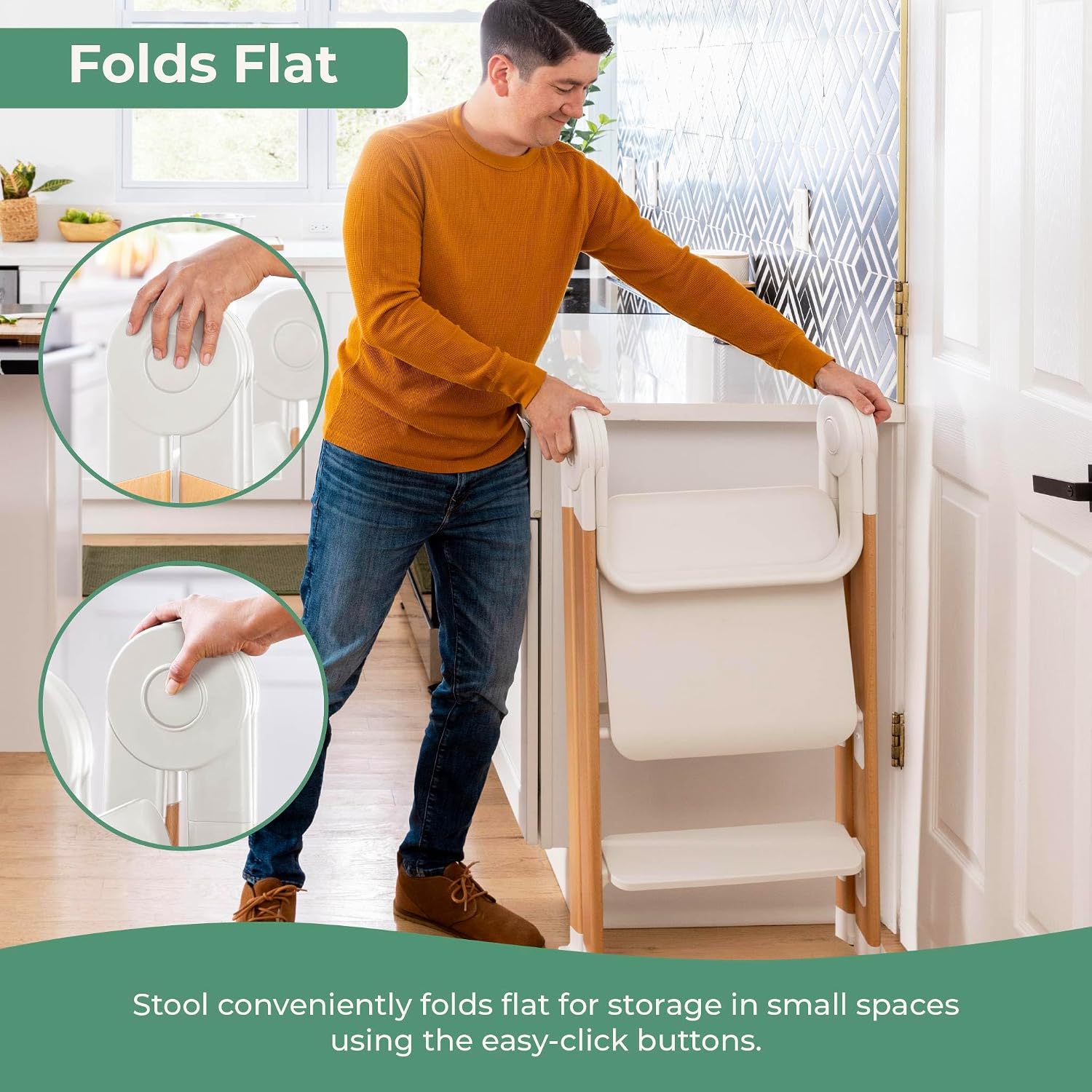 White Foldable Adjustable Kitchen Helper Tower