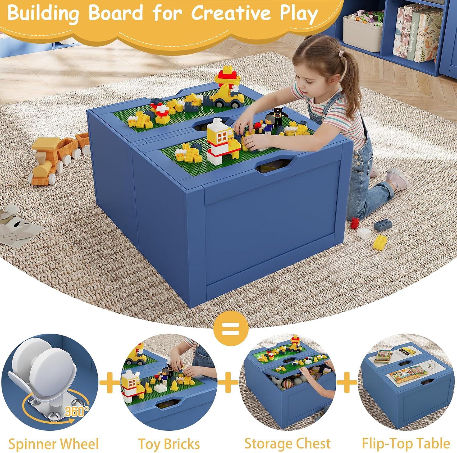 Wooden Kids Bookshelf Toy Storage Organizer