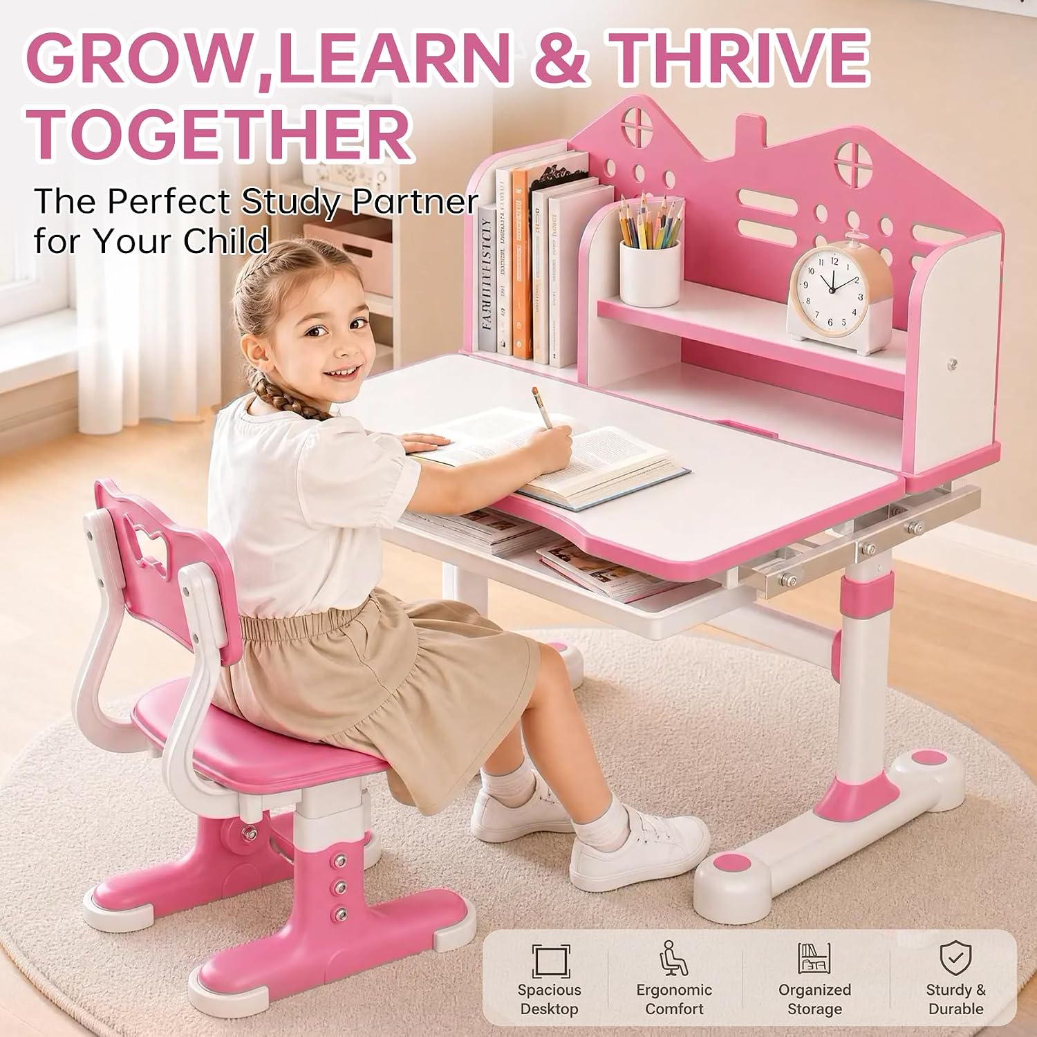 Adjustable Kids Desk Chair Set