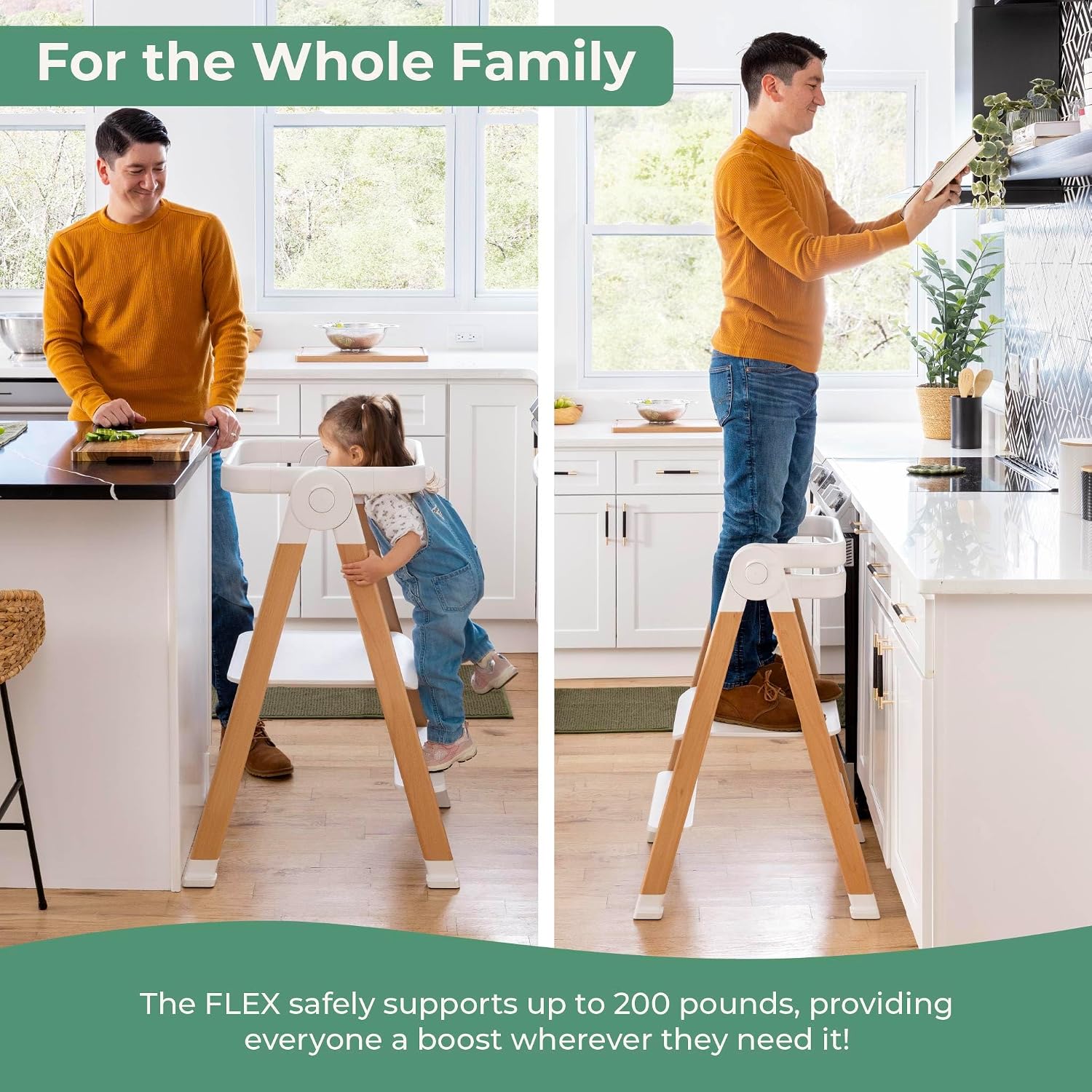 White Foldable Adjustable Kitchen Helper Tower