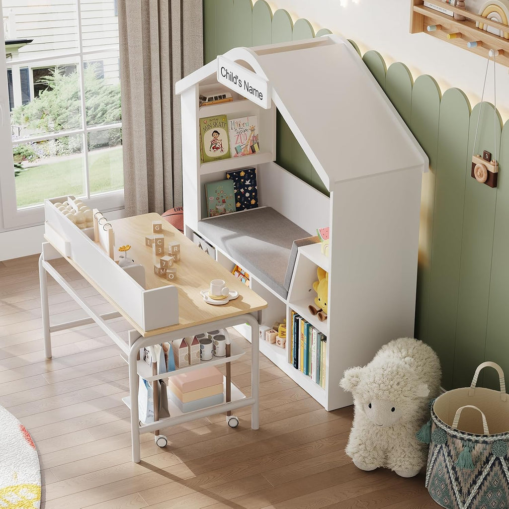 Kids Reading Nook Bookshelf Storage Organizer
