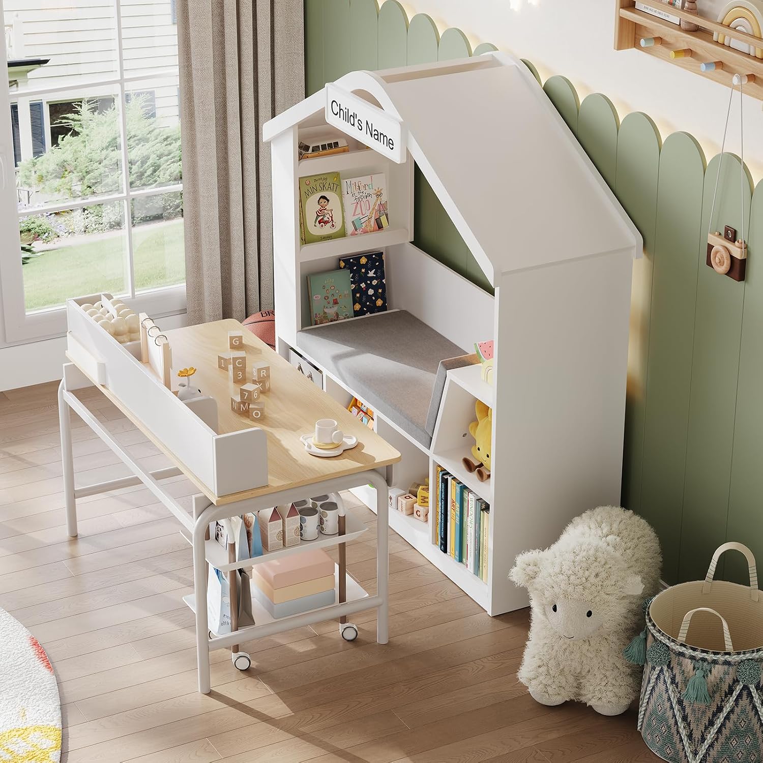Kids Reading Nook Bookshelf Storage Organizer