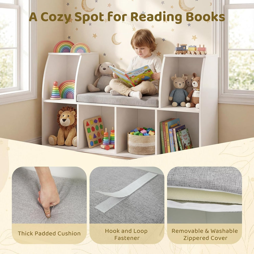 Kids Reading Nook Bookshelf Storage Organizer