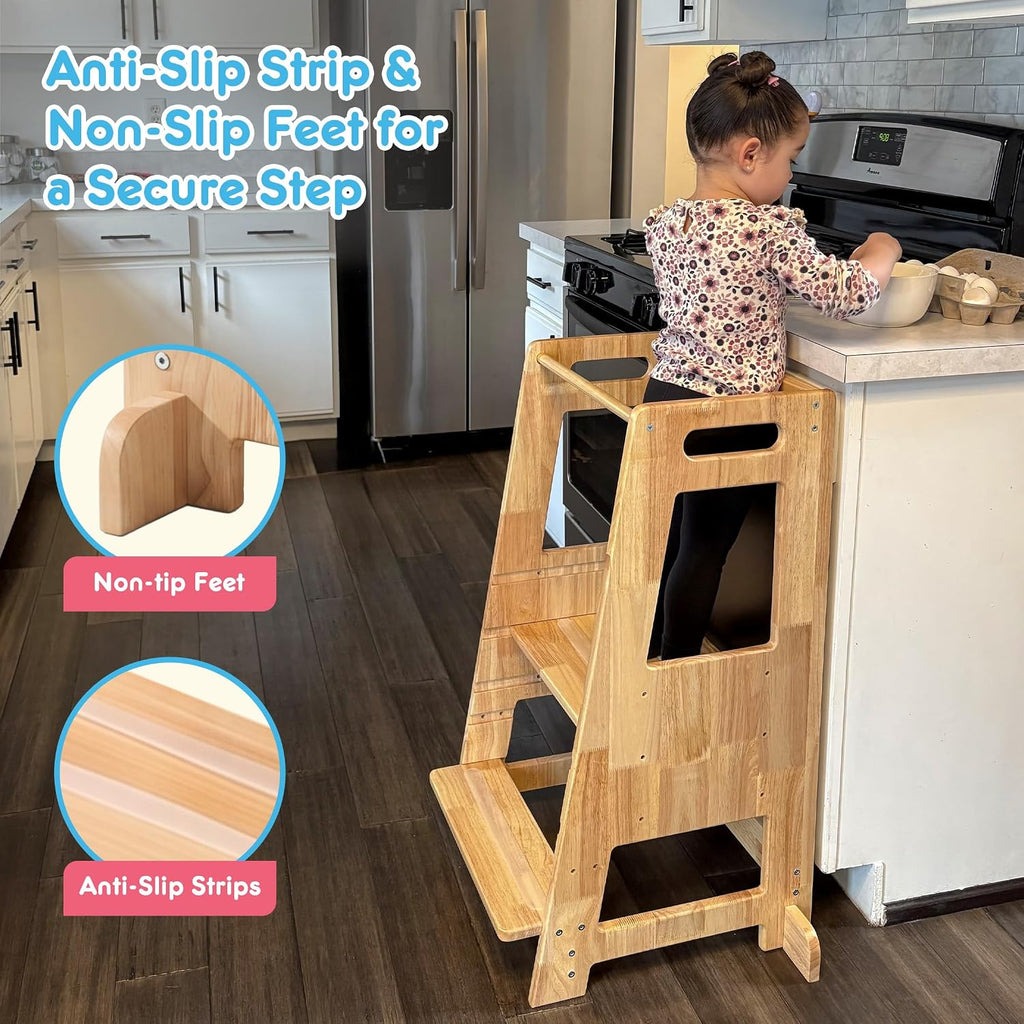 Natural Toddler Learning Tower with Chalkboard