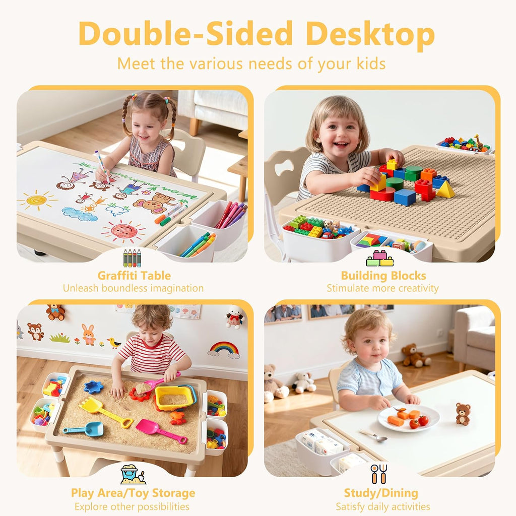 Khaki Adjustable Kids Table Chair Set