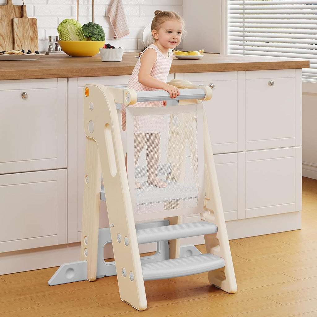 Grey Adjustable Foldable Kids Learning Tower