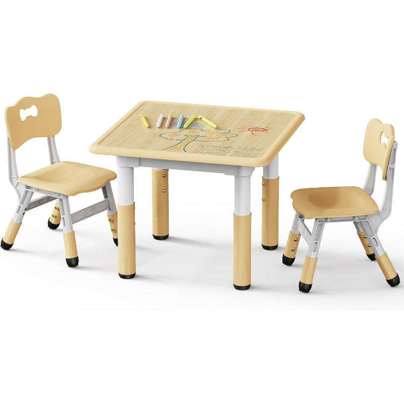 Beige Adjustable Toddler Table Chair Set
