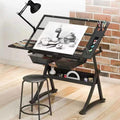 Black Glass‑Top Adjustable Art Drafting Table